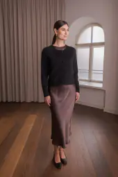 Katie long sleeve cashmere cardigan, black