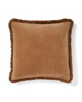 Fringle organic cotton velvet pillow cover 50x50, fudge