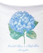 Floral Embroidered Linen/Cotton Pillow Cover 50x50, White/Blue