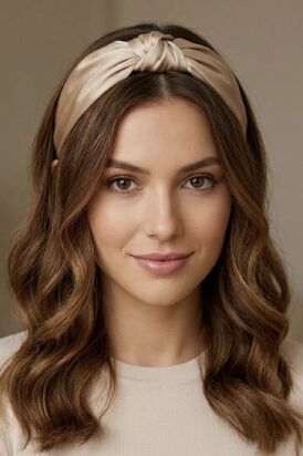 Sateen headband, beige