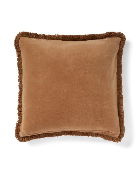 Fringle organic cotton velvet pillow cover 50x50, fudge