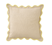 Cushion scalloped 45x45, beige/yellow