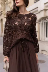 Rosette blouse, marron