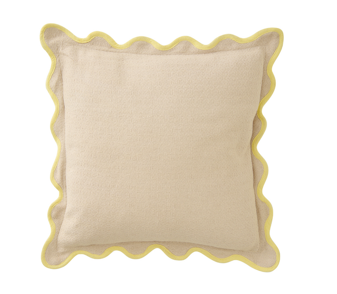Cushion scalloped 45x45, beige/yellow