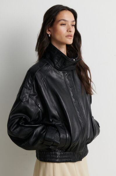 Aluka leather jacket, black