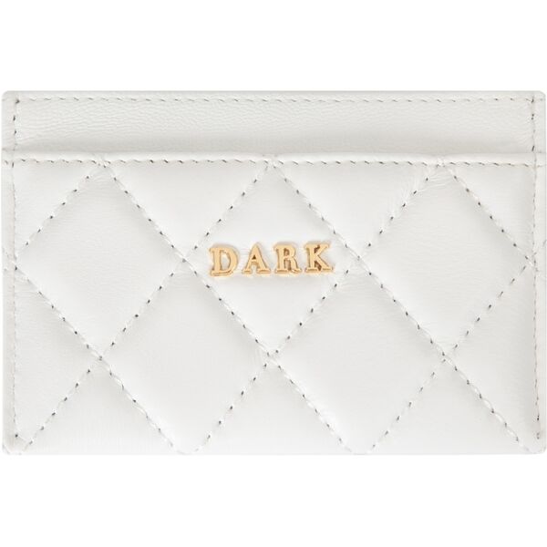Leather quilted card holder, off white