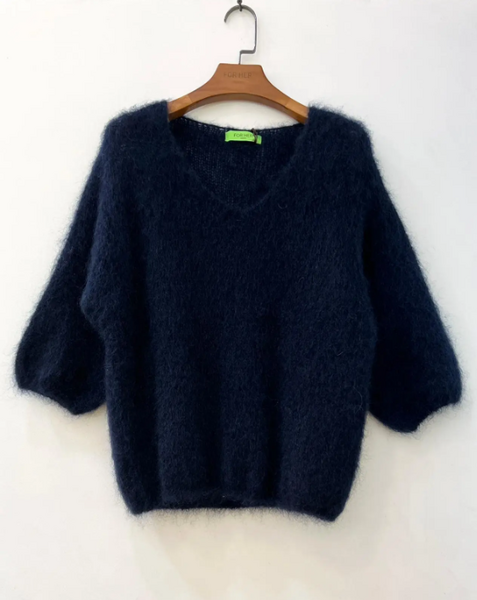 Solid mohair sweater, navy