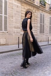 Aria tulle skirt, black/gold glitter