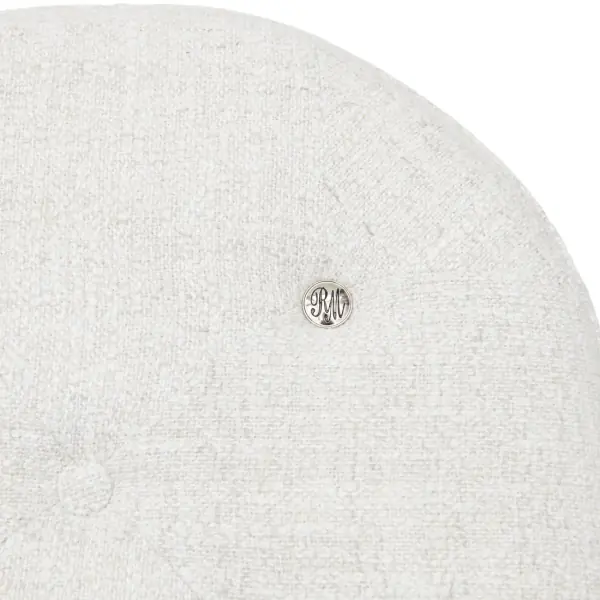 Bowery footstool, rich tweed, antique white