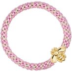 Fat hair tie with bee, pink stripe