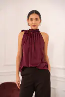 Elisabeth satin top, bordeaux