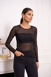 Mesh blouse, noir