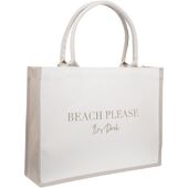 Canvas tote "Beach please" medium, off white/sand