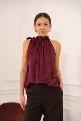 Elisabeth satin top, bordeaux