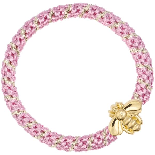 Fat hair tie with bee, pink stripe