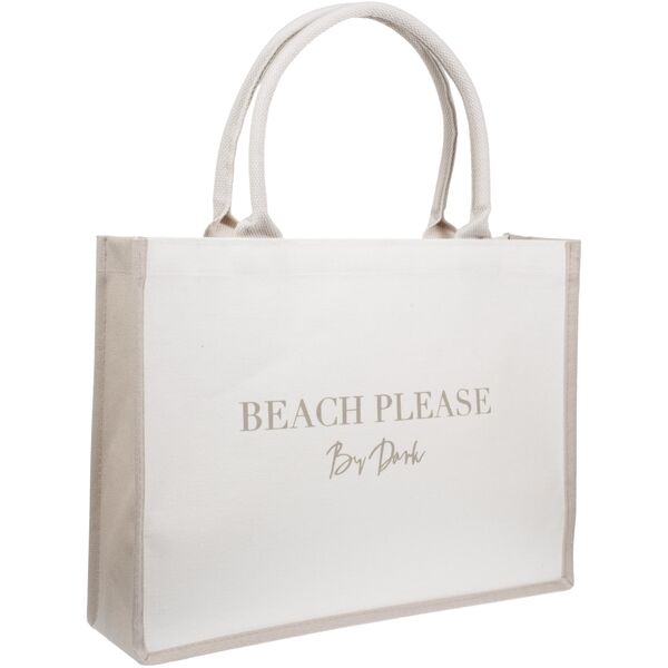 Canvas tote "Beach please" medium, off white/sand