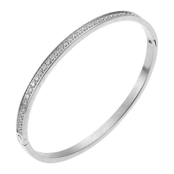Celine crystal bangle, clear steel