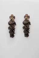 Leaf stone earrings, brown