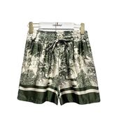 Shorts with Toile De Jouy print, green