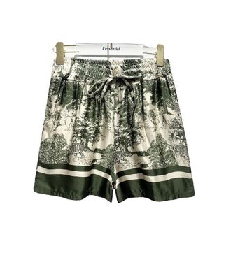 Shorts with Toile De Jouy print, green