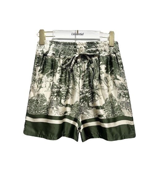 Shorts with Toile De Jouy print, green