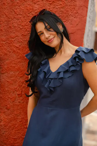 Kaya dress, oxford navy