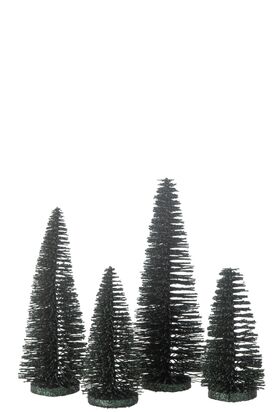 Box of 4 Christmas glitter tree, dark green