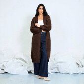 Long mohair cardigan, chocolate