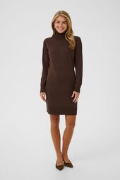 Mila rollneck dress, bracken melange/brown