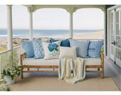 Floral Printed Organic Cotton Pillow Cover 50x50, Blue/White