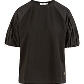 T-shirt with pleat details on sleeves, black