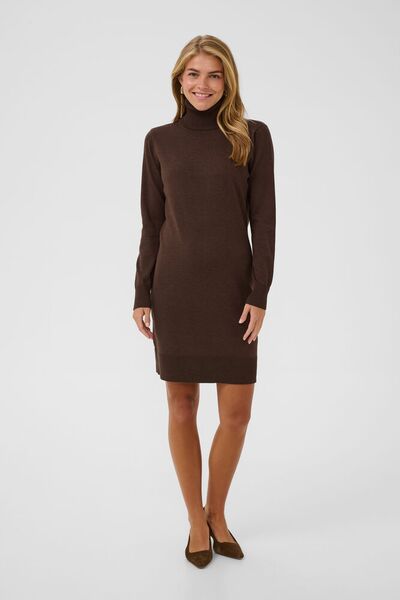Mila rollneck dress, bracken melange/brown