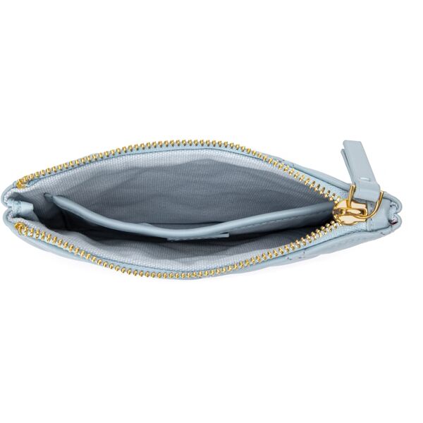 Leather quilted pouch small, ibiza blue