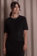 Karlie short sleeve cashmere sweater, black
