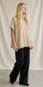 Turtleneck mohair vest, light beige