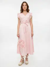 Short Sleeve Ruffle Dress, Pink