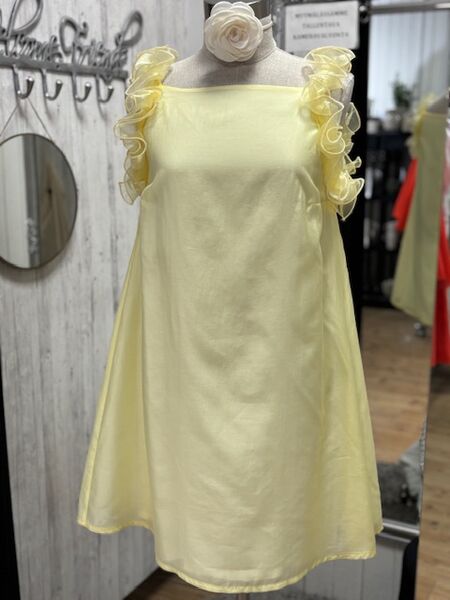 Frill dress, yellow