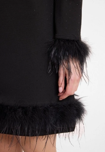 Aboa feather dress, black