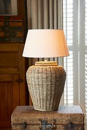 Rustic rattan grand lobby lamp base L