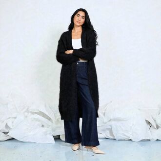 Long mohair cardigan, black