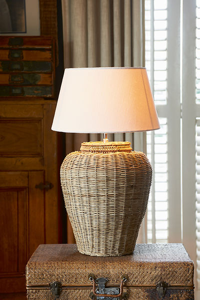 Rustic rattan grand lobby lamp base L