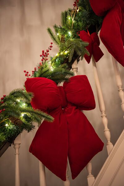 Hanger bow velvet 11cm, red