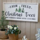 Sign Christmas trees, antique white