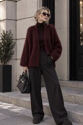 Short mohair cardigan, burgundy