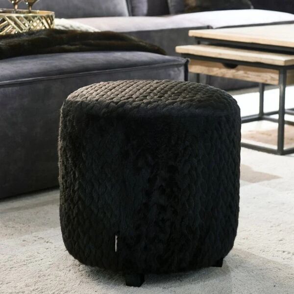 Silver creek footstool fur, black
