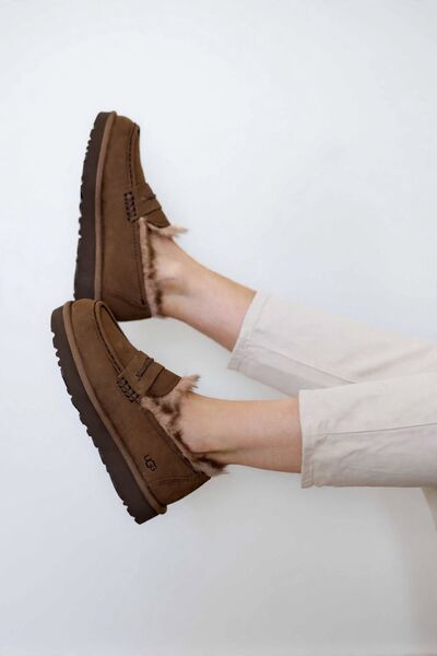 Ellis nubuck loafer, dark chestnut