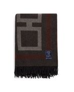 Graphic wool throw, dark gray/white/brown