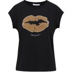 Tee with velvet kiss, black