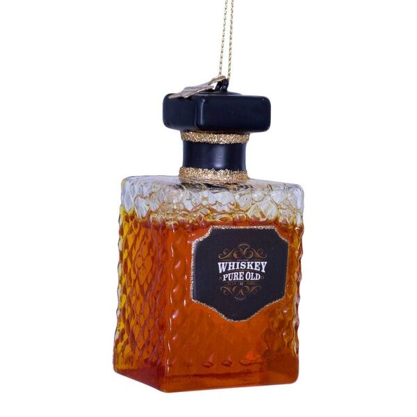 Ornament transparent whiskey bottle 8,5cm