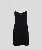 Karl logo rib short slipdress, black